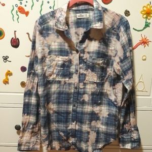Blue Flannel Bleach Tie Dyed
